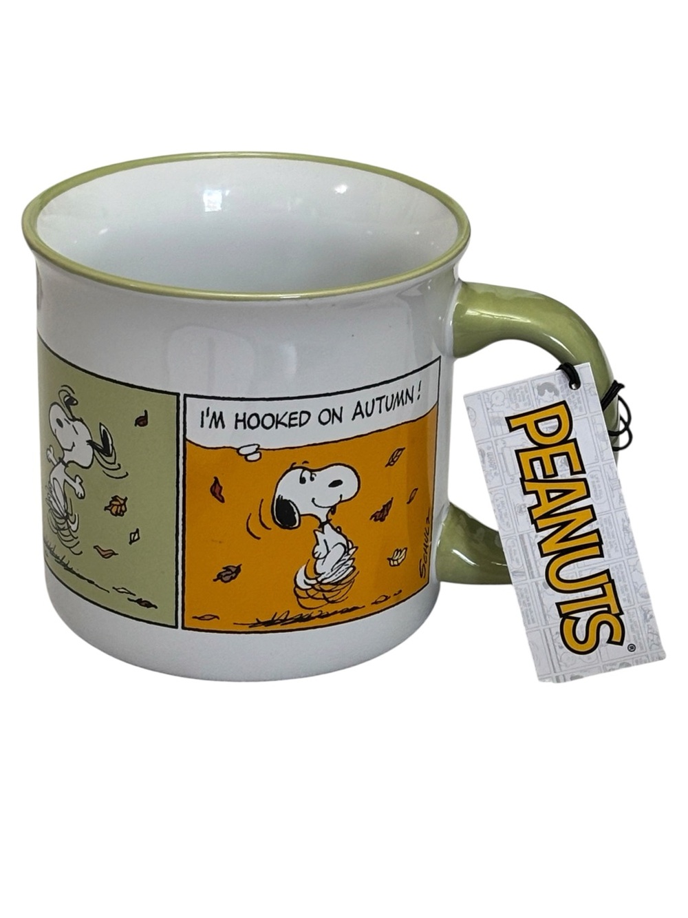 20oz Peanuts Snoopy I’m Hooked on Autumn Happy Autumn Sage Green Handle & Rim
